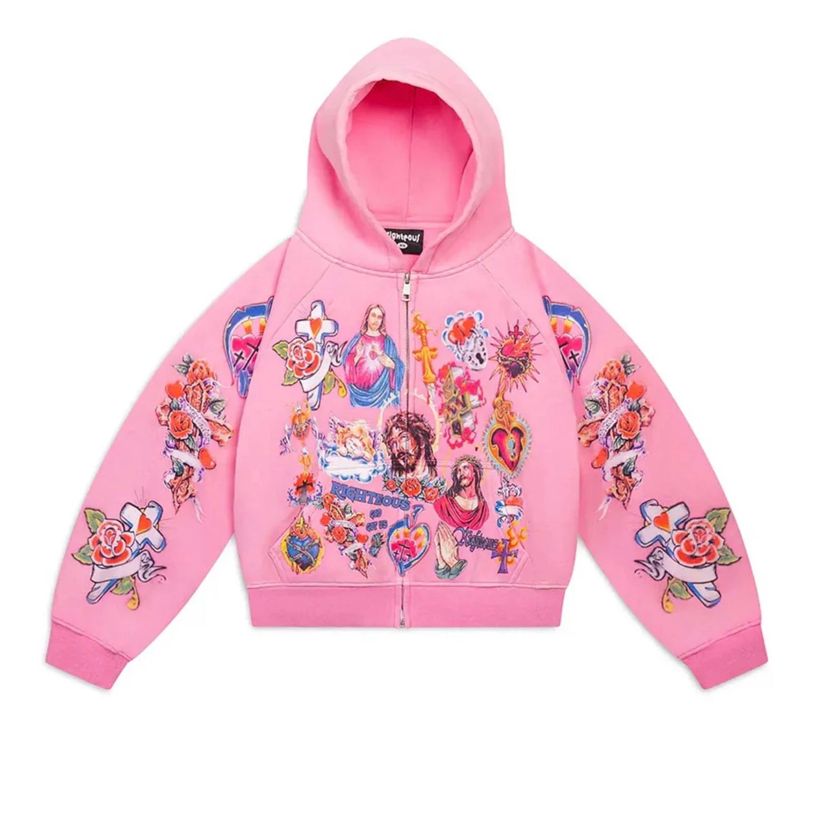 RIGHTEOUS RISEN KING CROPPED ZIP UP HOODIE