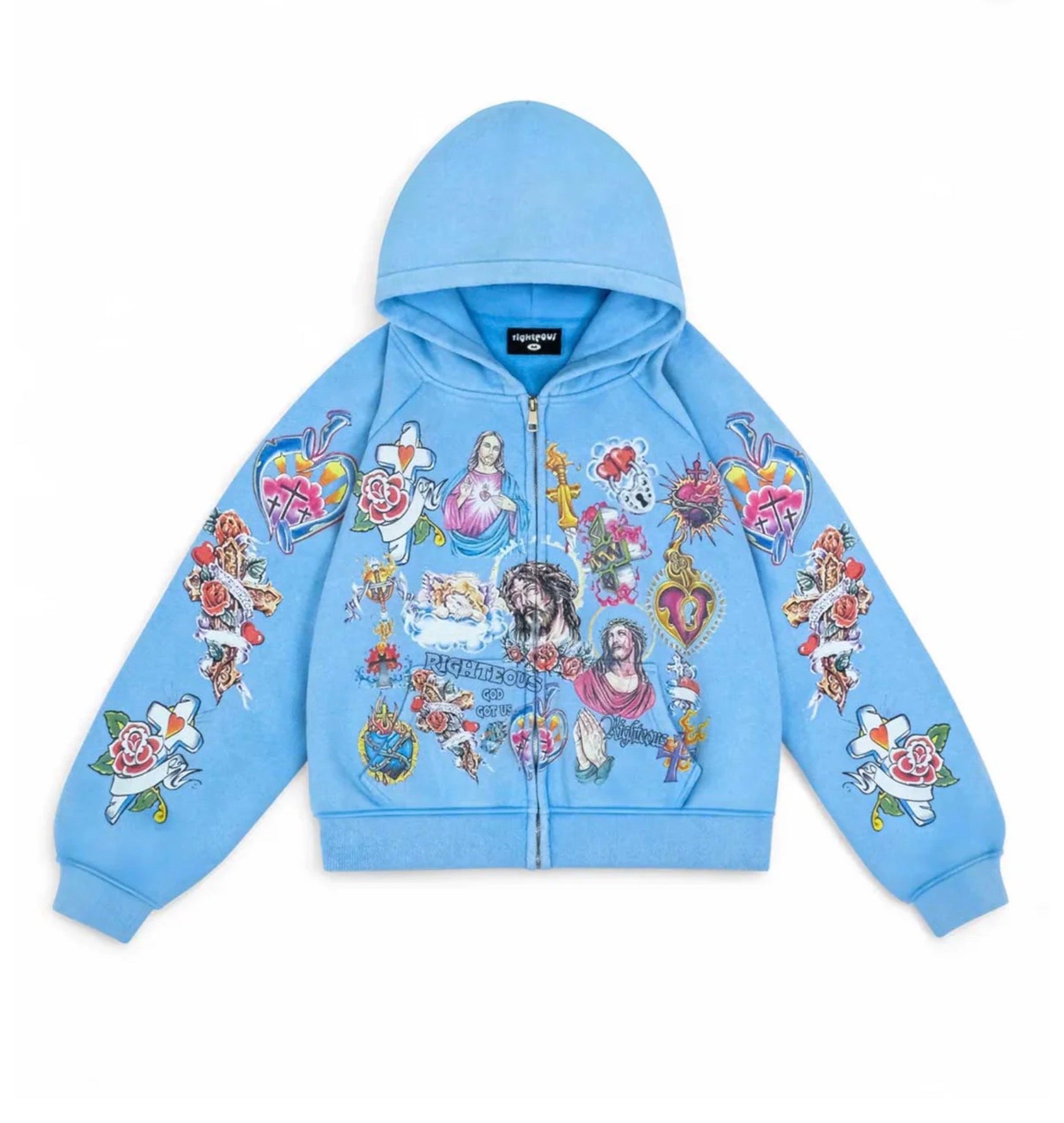 RIGHTEOUS RISEN KING CROPPED ZIP UP HOODIE